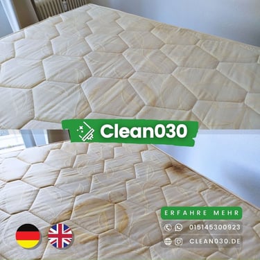 Clean030: Professionelle Matratzenreinigung in Berlin. Hygiene-Tiefenreinigung für erholsamen Schlaf, top bewertet.