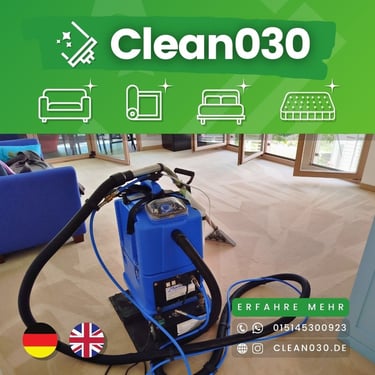 Clean030 Berlin: Fachgerechte Teppichbodenreinigung für Privatwohnungen. Schonende Pflege für hygienisch saubere Teppiche.