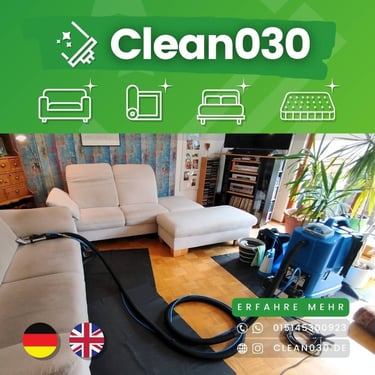 Clean030 Sofareinigung Berlin: Fachgerechte Polsterreinigung für strahlend saubere Sofas. Top bewerteter Service.