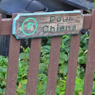 Soom sur écriteau pour chien.
