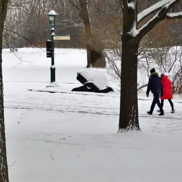 Plaines d'Abraham en hiver, couple.