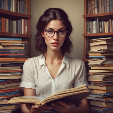 Several hardcover books with aged and textured spines are lined up vertically. The titles include references to literature and poetry, featuring a mix of red, black, and dark blue covers with gold lettering.