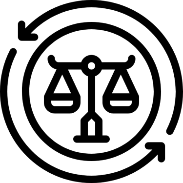 desenho de uma balança jurídica dentro de um círculo