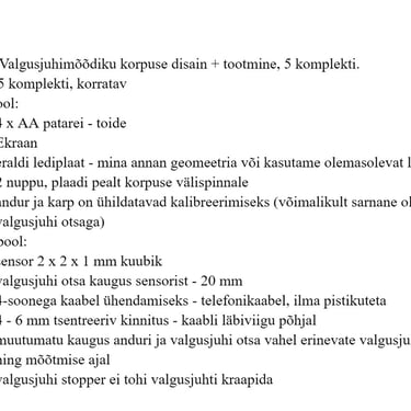 valgusmõõdiku lähteülesanne