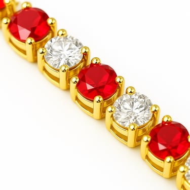 a bracelet bracelet with a red and white diamond