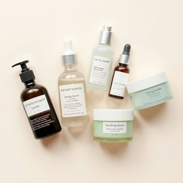 a variety of skin care products including facial care products