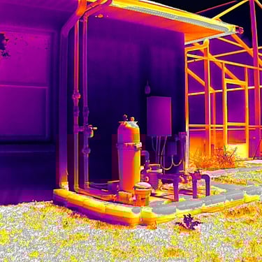Thermal image of solar water heating equipment