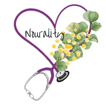 Nourality logo-heart made of a stethoscope with flowers