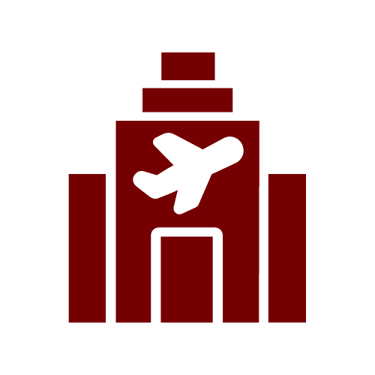 rotes Flughafen Gebäude Icon