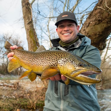 Winter time fly fishing for big brown trout.