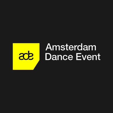 a black and yellow logo with the words amsterdam dance event