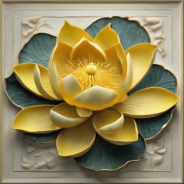 a large yellow flower with a white frame