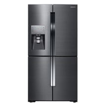 A silver refrigerator with a top freezer compartment and a single vertical handle, presented on a white background.