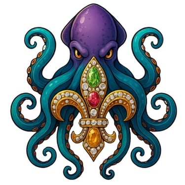 A stylish designed purple and aqua octopus sticker