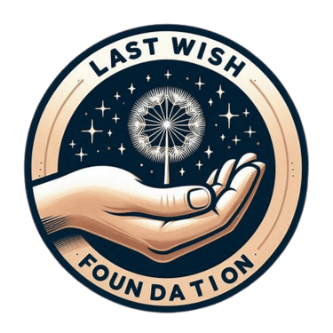 a hand holding a dandela wish wish foundation logo