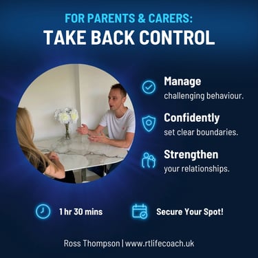 Behaviour management strategies being given to a parent by Ross Thompson.