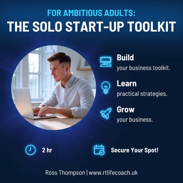 The Solo Startup Toolkit - coaching for adults with business or who are aspiring to setup solo.
