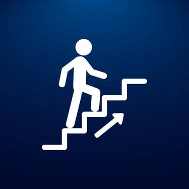 Ross Thompson Life Coach Logo - Person Climbing Steps Towards Their Goals.