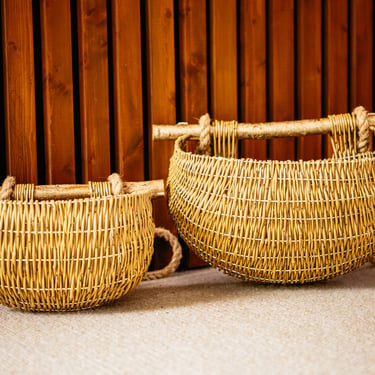 Traditional handwoven Guernsey basket,s sustainable willow design