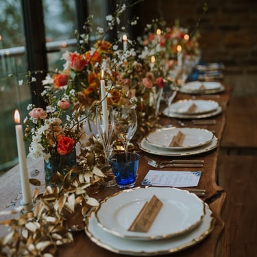 Live edge oak trestle tables
