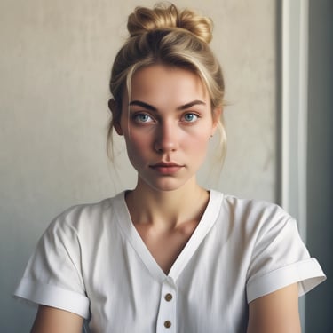 woman wearing black crew-neck shirt