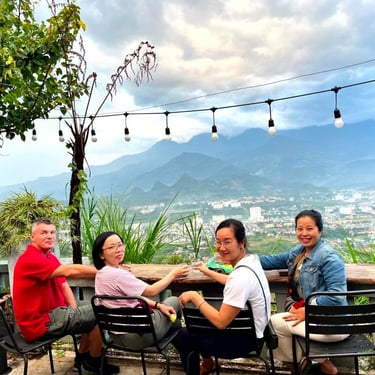 Cafe panoramic view Lai Chau North Vietnam