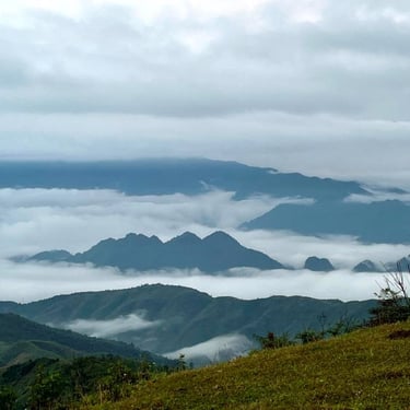 Mountains in clouds Lai Chau North Vietnam