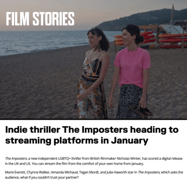 Film Stories: Indie thriller The Imposters heading to streaming platforms in January