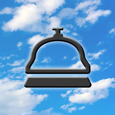 Desk Service Bell Symbol on Blue Sky with Clouds