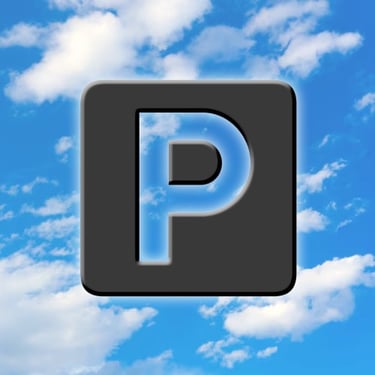 Parking Symbol on Blue Sky with Clouds