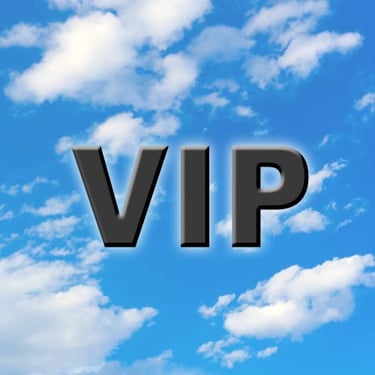 VIP Symbol on Blue Sky with Clouds