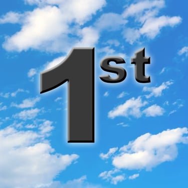 1st Symbol on Blue Sky with Clouds