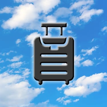 Luggage Symbol on Blue Sky with Clouds