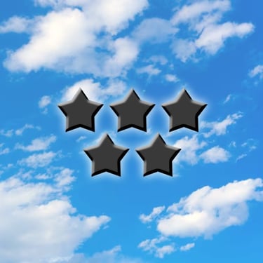 Five Stars on Blue Sky with Clouds