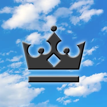 Crown Symbol on Blue Sky with Clouds