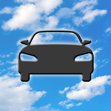 Car Symbol on Blue Sky with Clouds