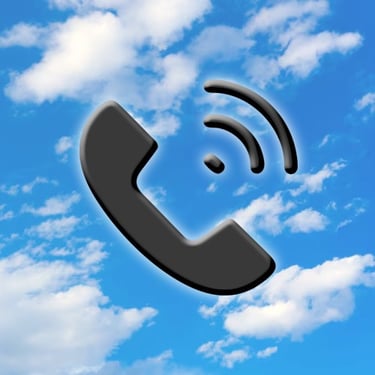 Phone Symbol on Blue Sky with Clouds