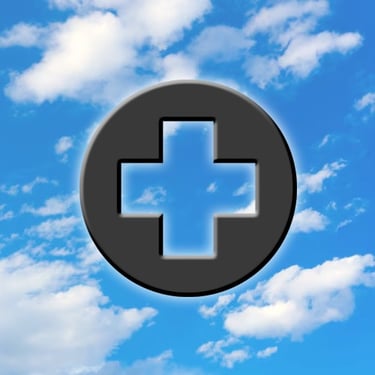 Medical Cross Symbol on Blue Sky with Clouds