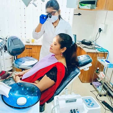Doctor Sunayana checking a patient in groove dental clinic