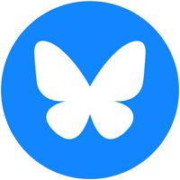 Rond bleu avec le logo Bluesky.