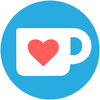 Rond bleu avec le logo Kofi.