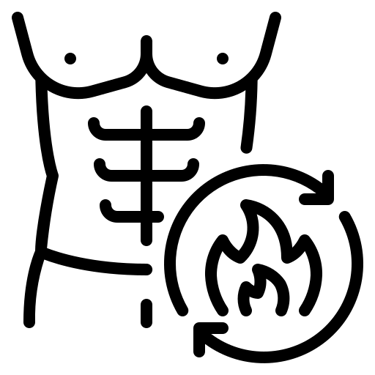 icon showing a six pack and fat burning