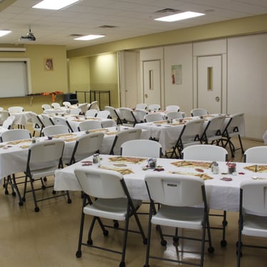 Fellowship Hall set up for a Great afternoon of BINGO