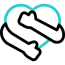 A minimalist teal heart icon outline isolated on a solid black background.