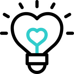 A minimalist teal heart icon shaped like a tree or pin on a solid black background.
