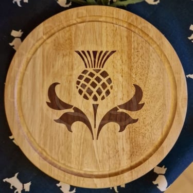 Purpleheart and walnut wood inlay cheeseboard