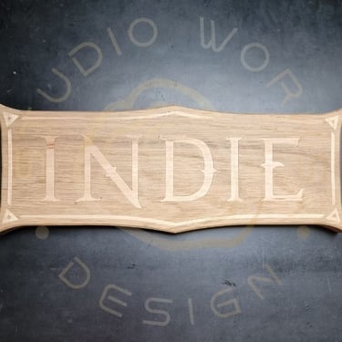 Personalised inlay sign in walnut