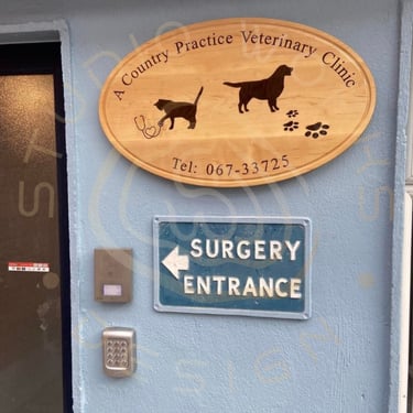 Oval business inlay sign