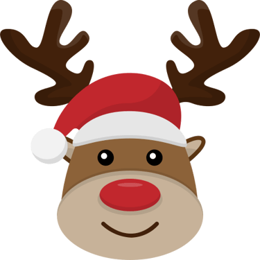 a reindeer with a santa claus hat on