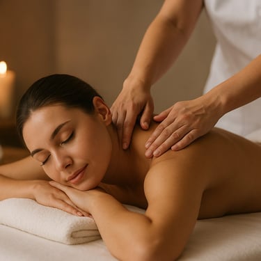 a woman getting a massage at a spa